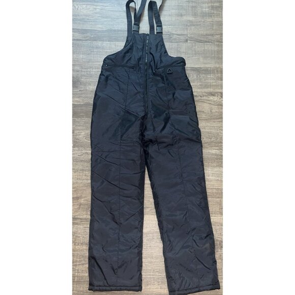 Vintage 80s LIFTTICKET by TOMA Insulated Ski Bibs Black Sz L Coveralls Snowboard - Picture 1 of 11